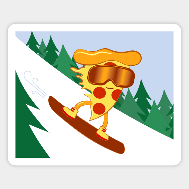 Cool Snowboarding Pizza Magnet by AlisonDennis